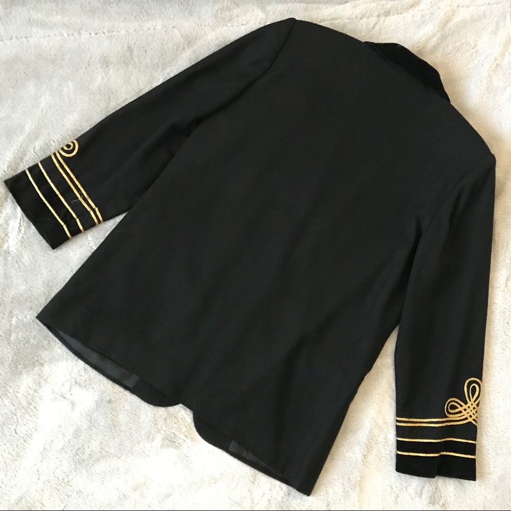 Vintage CASABLANCA Wool Gold Black Embroidered Printed Classic Women’s  Blazer - Picture 6 of 7